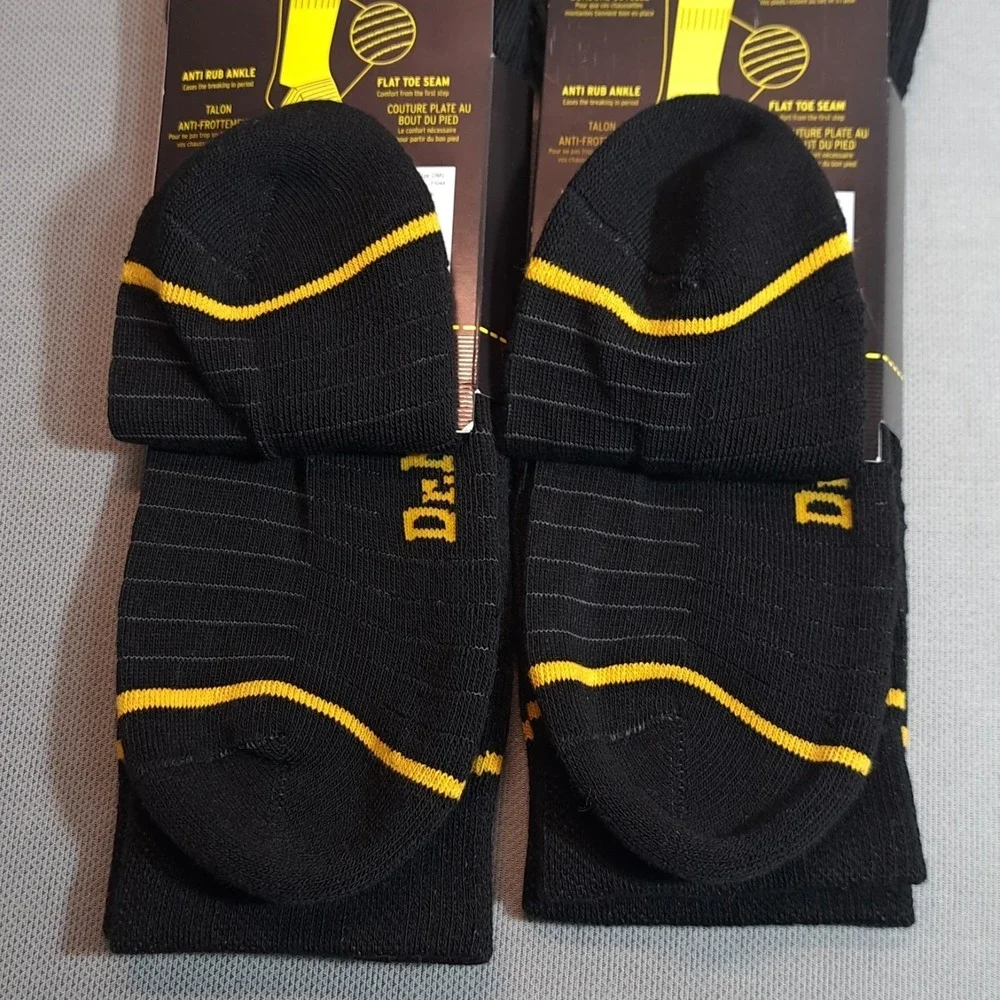 2-Pairs Dr. Martens The Lightweight Doc Sock‎ Black/Yellow Size M/L